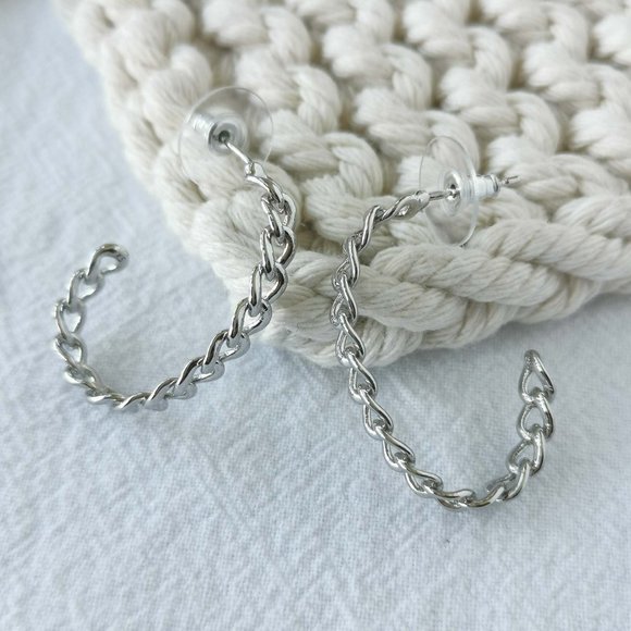 Authentic Kendra Scott Grier - Silver Hoop Earrings - Picture 1 of 3